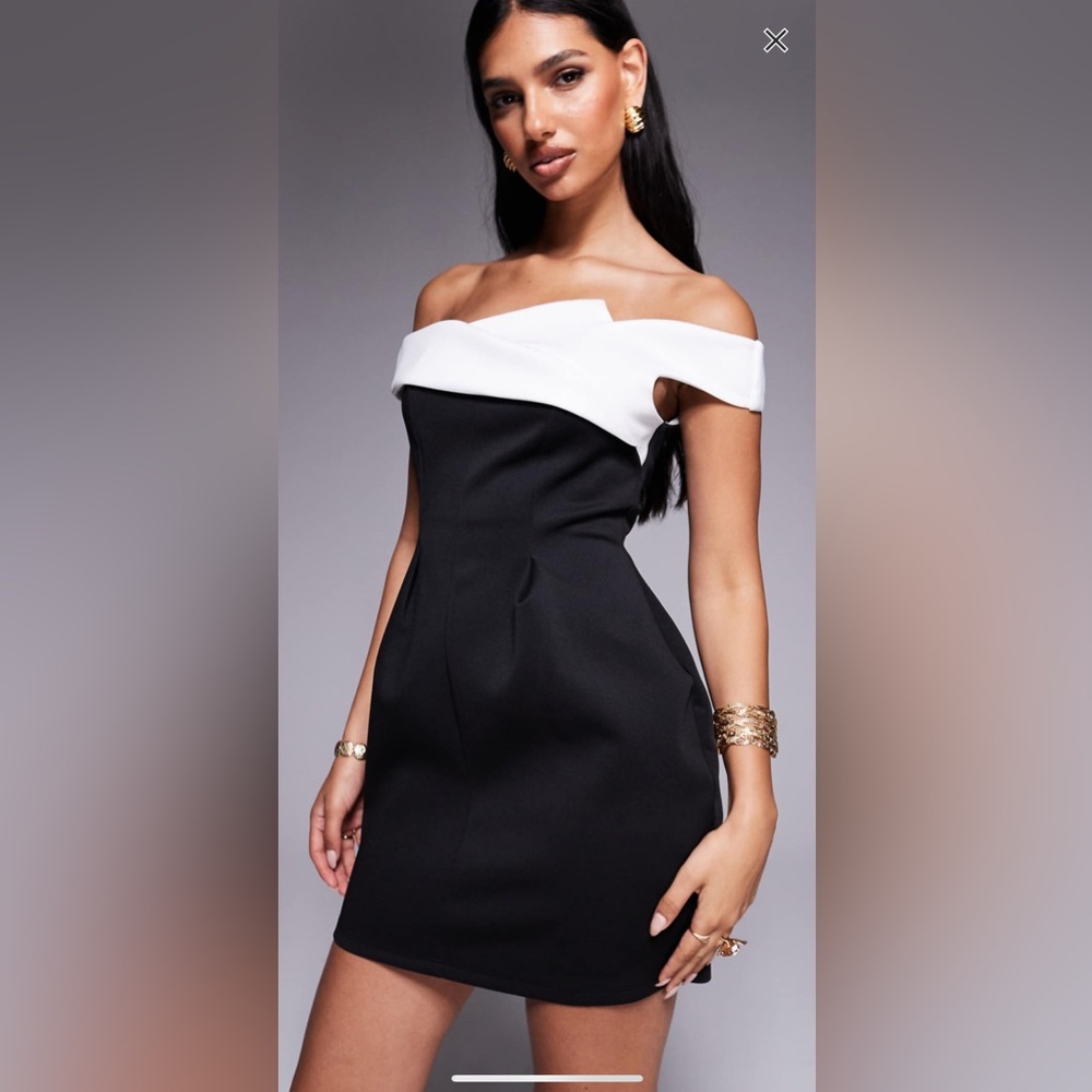 ASOS DESIGN Black and White Strapless Dress